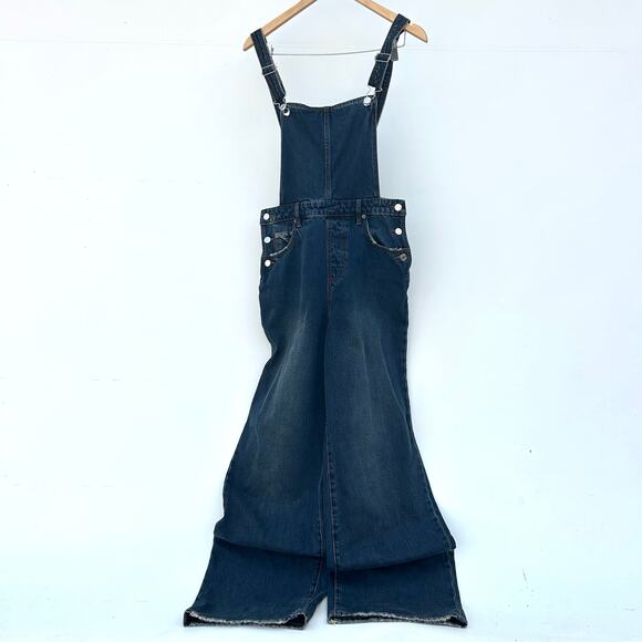 New GRLFRND Sadie Wide Leg Dark Goleta Wash Overalls Jean Denim Size 27 - Picture 2 of 12